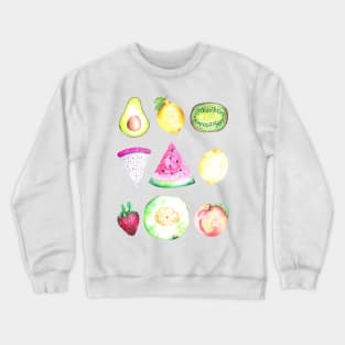 Watercolor Fruits Pattern - White Crewneck Sweatshirt